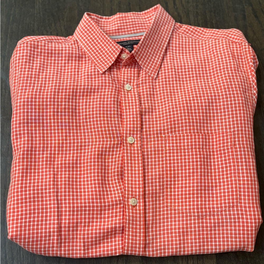 Men’s Banana Republic L 16-16 1/2 Orange and White button down